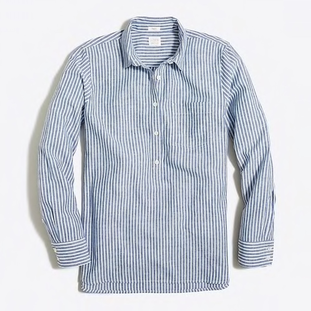 J Crew NWT Striped Washed Popover shirt - XXS